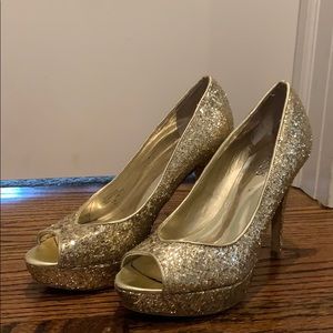 GUESS Gold Glitter Heels